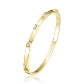 14k Gold Colored Cubic Zirconia Bangle Bracelet